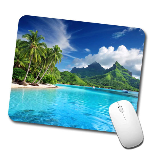 Bora Bora French Polynesia Beautiful Ocean Beach Low Profile Mouse Pad Mat