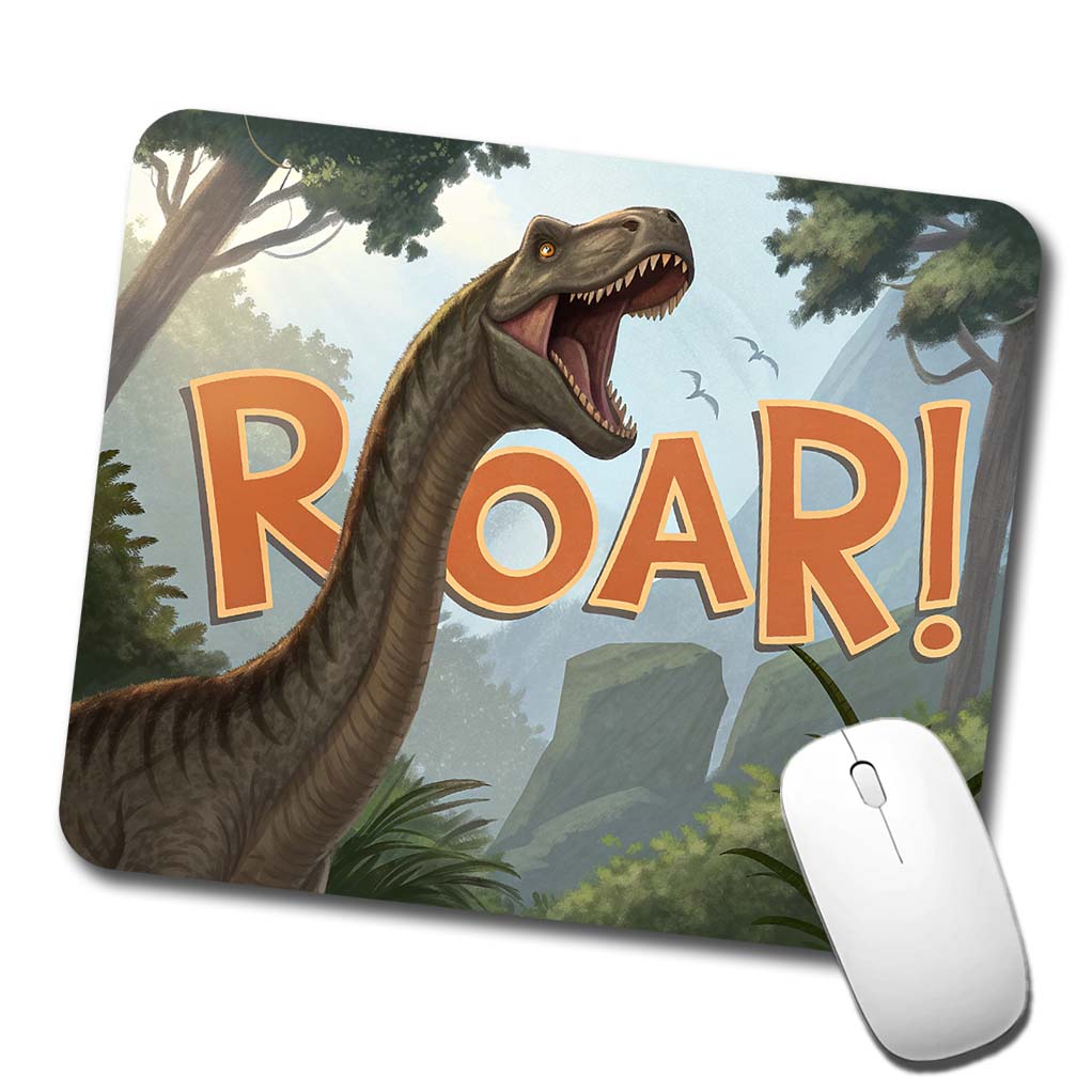 Brachiosaurus Roar Bold Text Dinosaur Low Profile Mouse Pad Mat