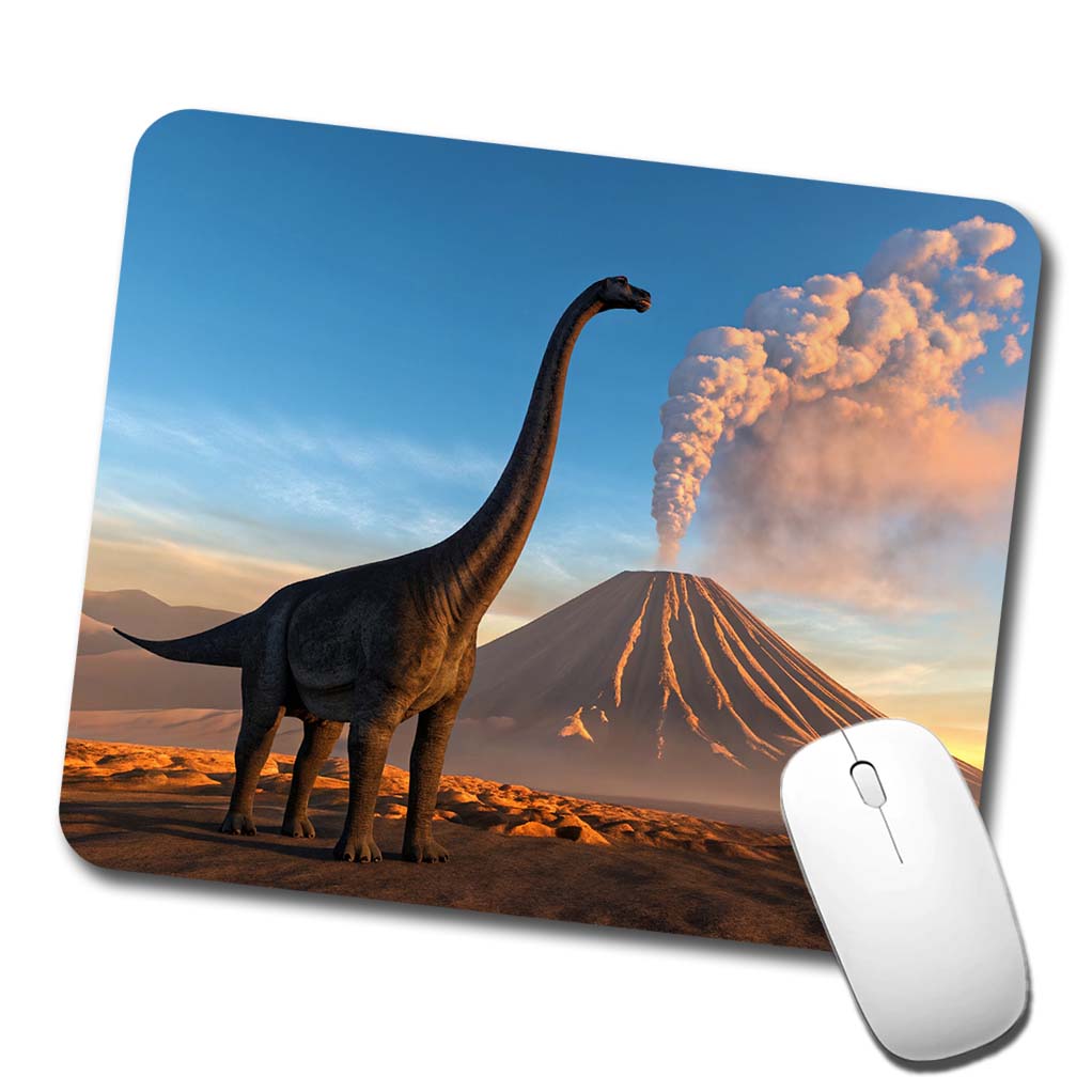 Brachiosaurus Volcano Sunset Dinosaur Low Profile Mouse Pad Mat