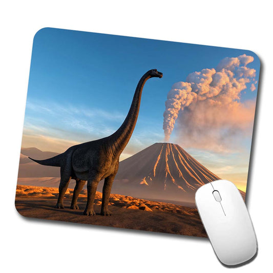 Brachiosaurus Volcano Sunset Dinosaur Low Profile Mouse Pad Mat