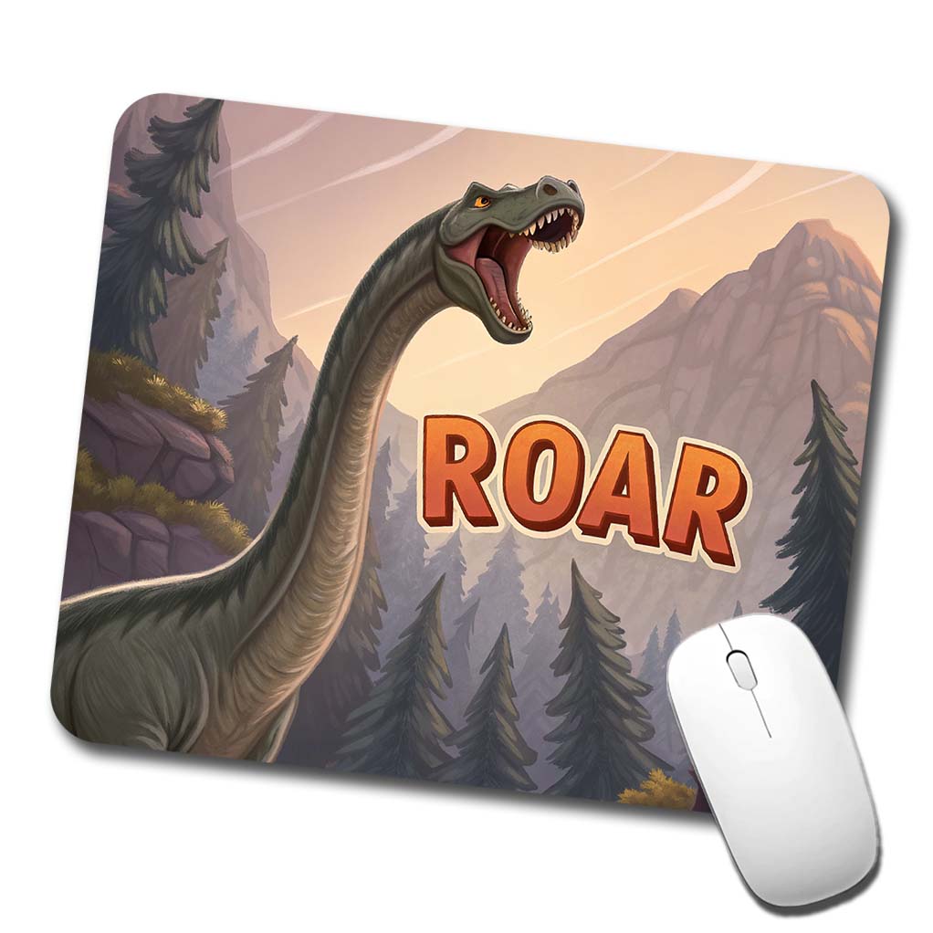 Brontosaurus Roar Bold Text Dinosaur Low Profile Mouse Pad Mat