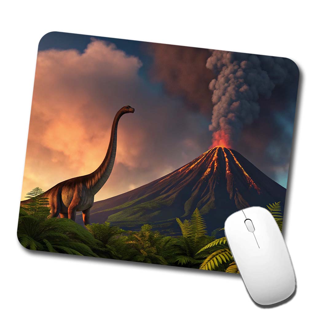 Brontosaurus Volcano Erupting Dinosaur Low Profile Mouse Pad Mat