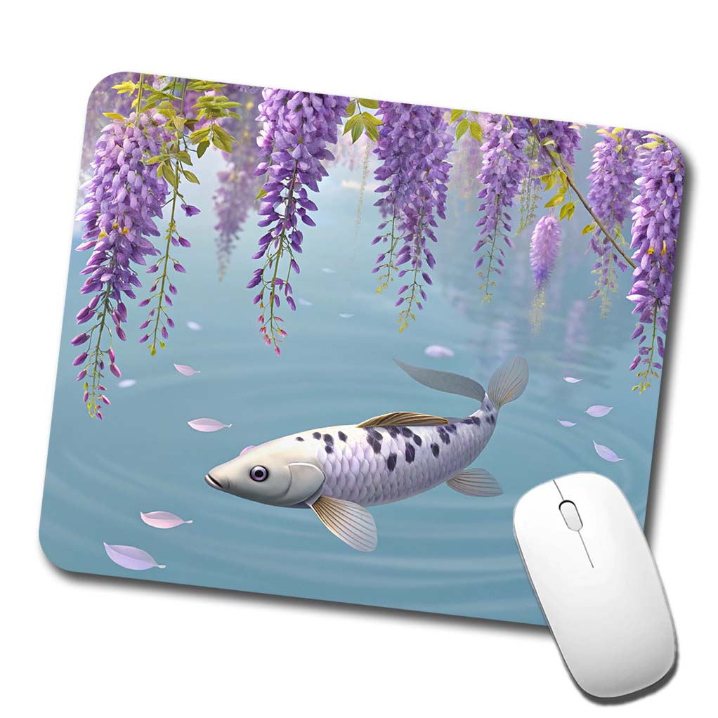 Carp Wisteria Flowers Fish Pond Low Profile Mouse Pad Mat
