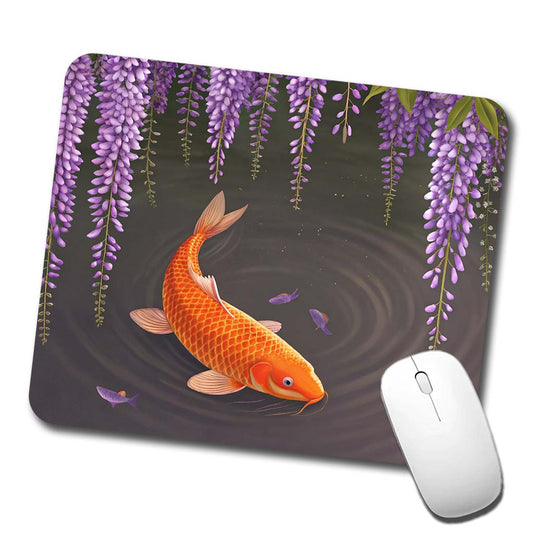 Carp With Wisteria Flowers Pond Low Profile Mouse Pad Mat