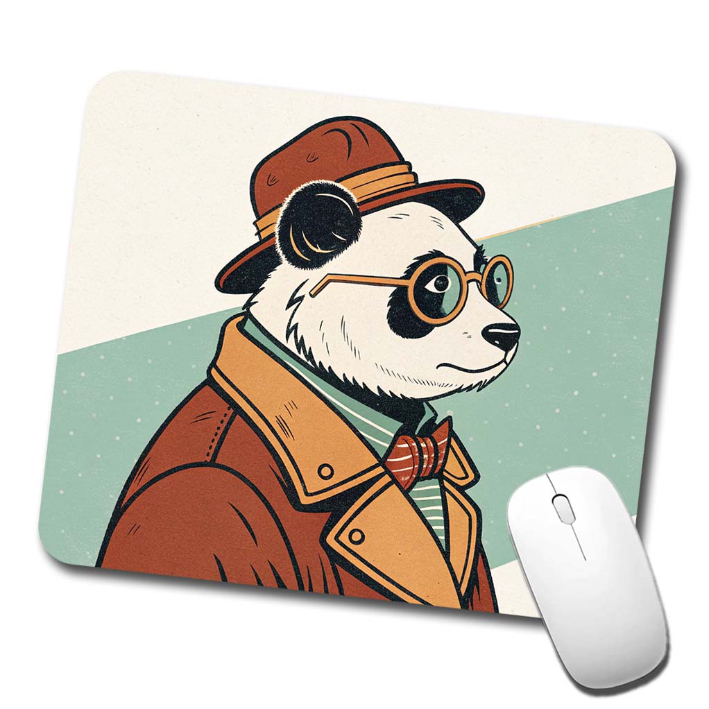 Cool Panda Wearing Glasses Retro Low Profile Mouse Pad Mat