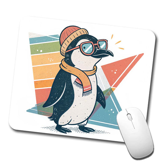 Cool Penguin Wearing Glasses Retro Low Profile Mouse Pad Mat