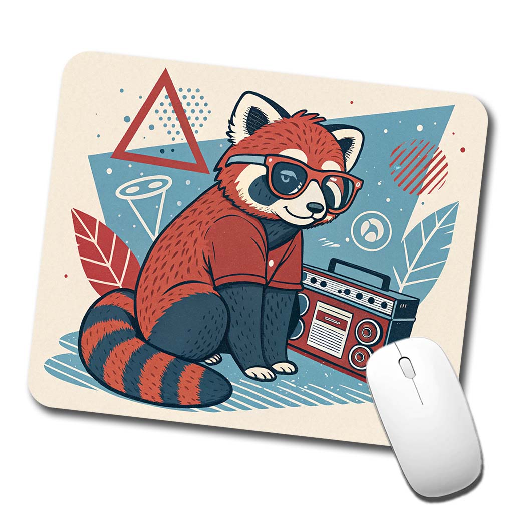Cool Red Panda Wearing Glasses Retro Low Profile Mouse Pad Mat