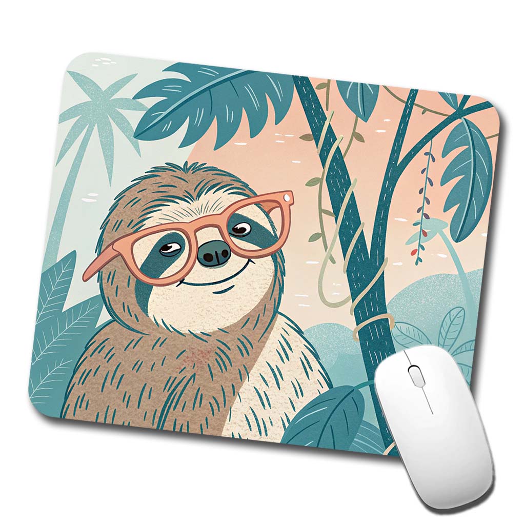 Cool Sloth Wearing Glasses Low Profile Mouse Pad Mat