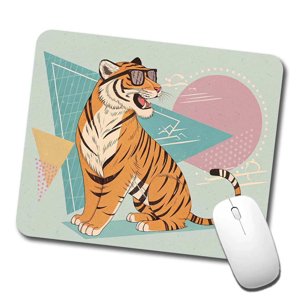 Cool Tiger Wearing Sunglasses Low Profile Mouse Pad Mat