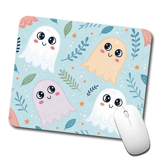 Cute Ghosts Illustration Low Profile Mouse Pad Mat
