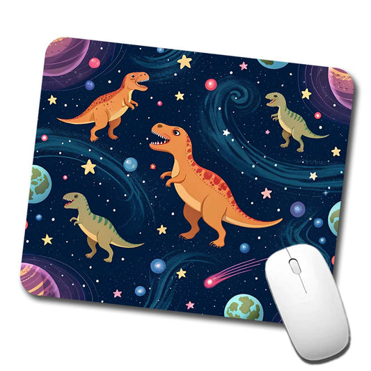 Dinosaurs Floating In Space Galaxy Planets Low Profile Mouse Pad Mat