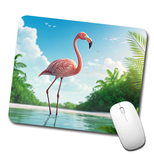 Flamingo Pink Bird In Water Low Profile Mouse Pad Mat
