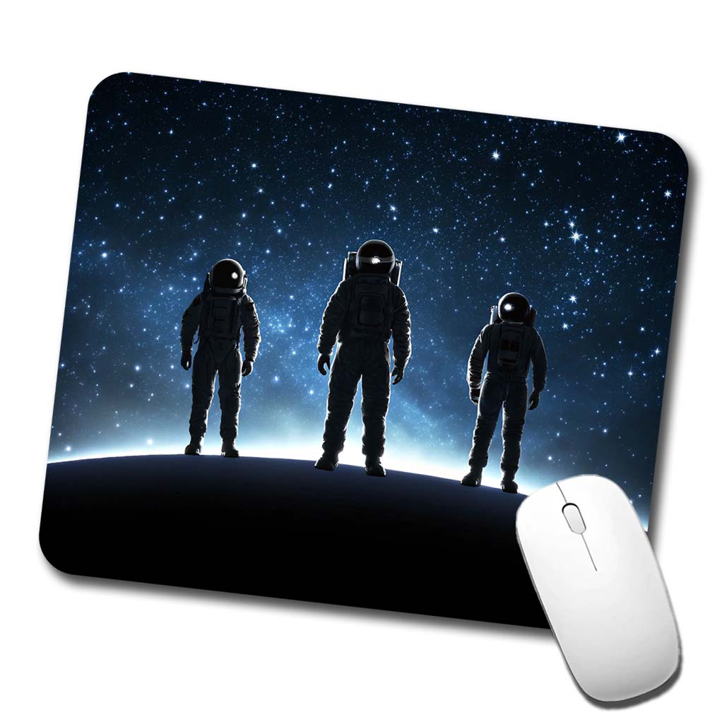 Floating Astronaut Silhouettes Outer Space Low Profile Mouse Pad Mat