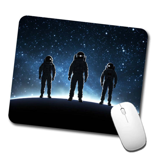 Floating Astronaut Silhouettes Outer Space Low Profile Mouse Pad Mat