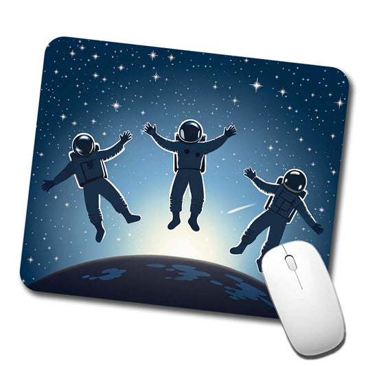 Floating Astronaut Silhouettes Space Low Profile Mouse Pad Mat