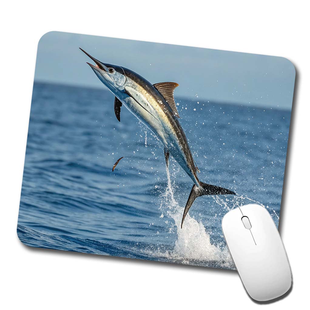 Flying Fish Jumping Fishing Low Profile Mouse Pad Mat