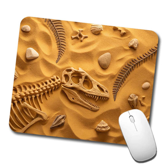 Fossils Dinosaur Bones Scattered On Sand Low Profile Mouse Pad Mat