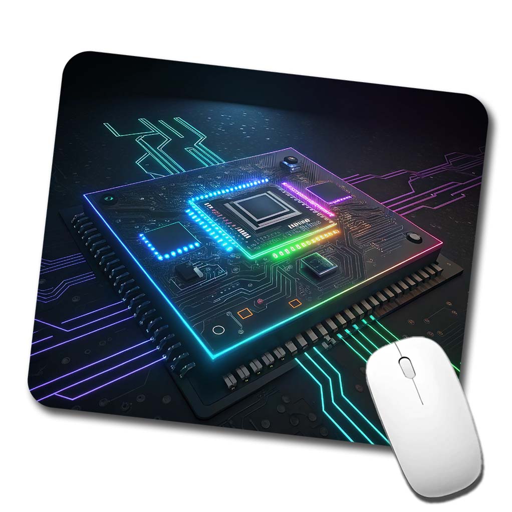 Futuristic Circuit Board Colorful Low Profile Mouse Pad Mat