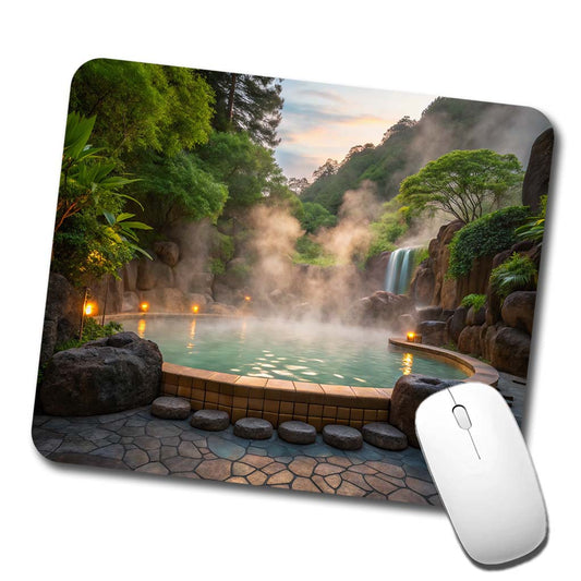 Geothermal Spa Waterfall Low Profile Mouse Pad Mat