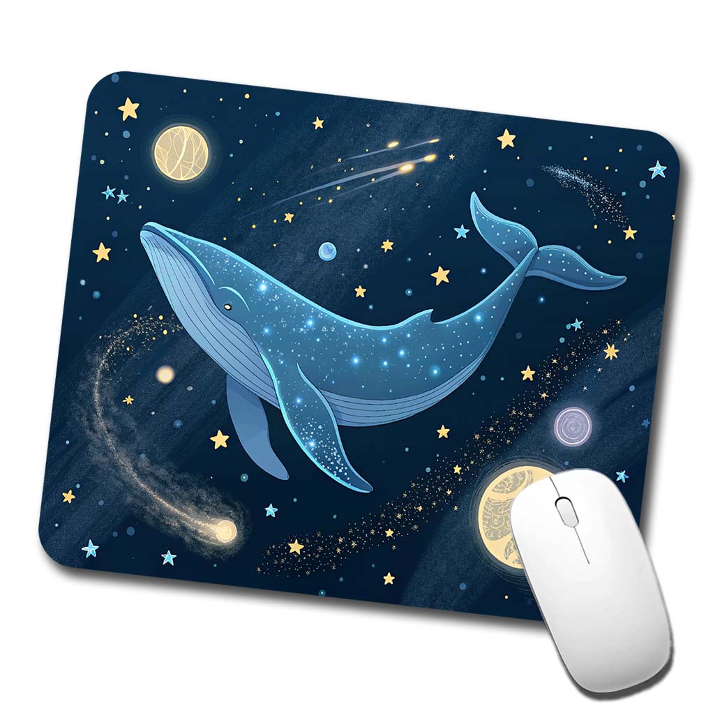 Giant Whale Floating In Space Stars Planets Low Profile Mouse Pad Mat