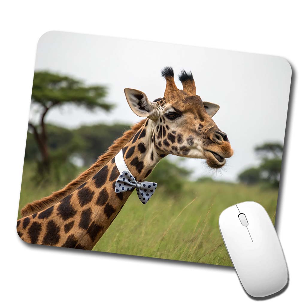 Giraffe Wearing Bow Tie Low Profile Mouse Pad Mat