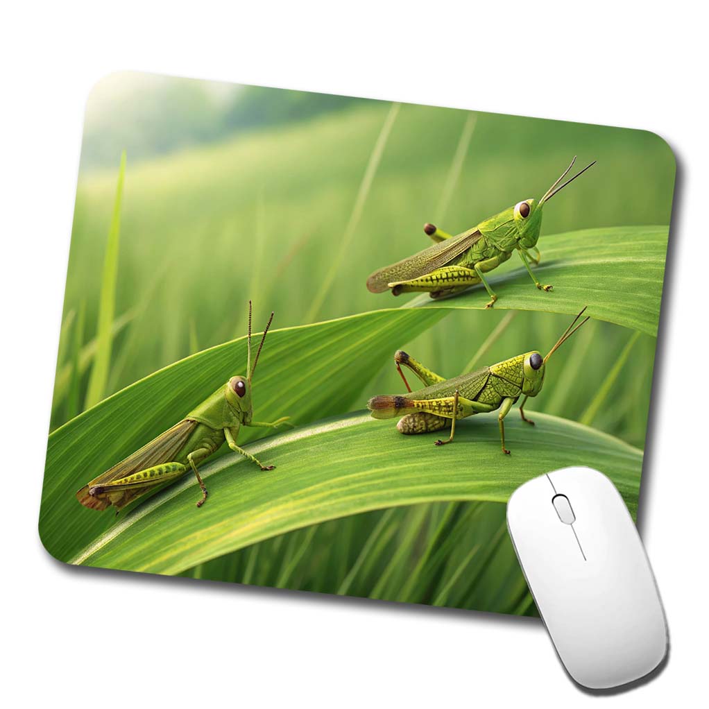 Grasshoppers On Grass Low Profile Mouse Pad Mat