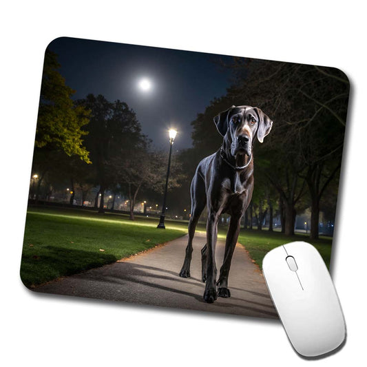 Great Dane In Park At Night Low Profile Mouse Pad Mat