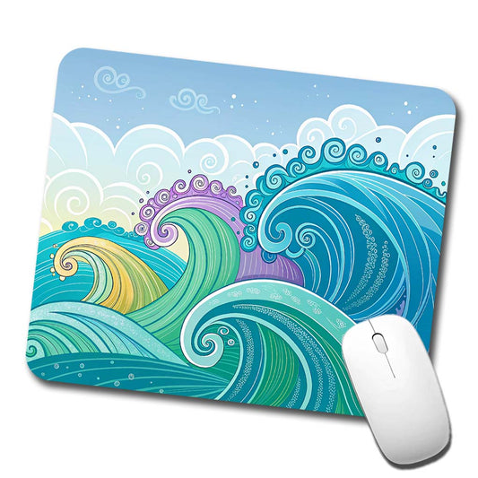 Groovy Ocean Waves Low Profile Mouse Pad Mat