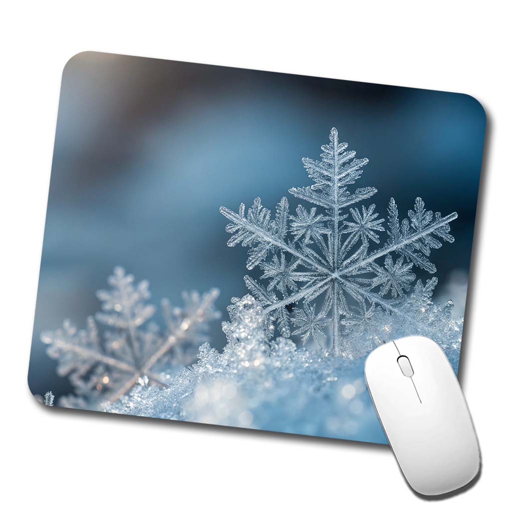Ice Crystals Close Up Icy Snowflake Low Profile Mouse Pad Mat