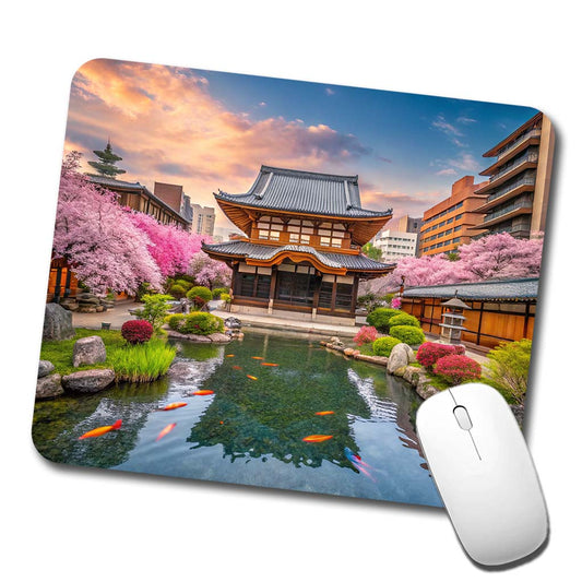 Kyoto Japan Koi Pond Low Profile Mouse Pad Mat
