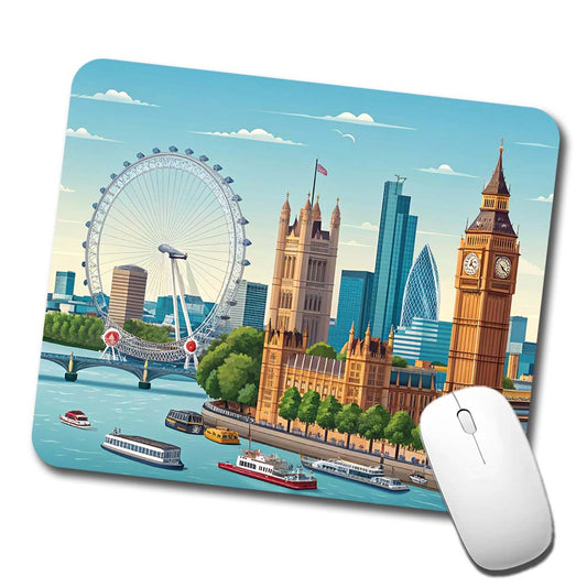 London England Drawing Travel Low Profile Mouse Pad Mat
