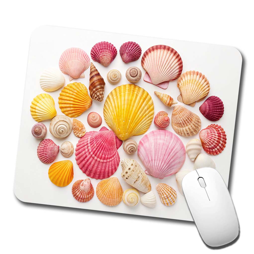 Lot Of Seashells Colorful Beautiful Low Profile Mouse Pad Mat