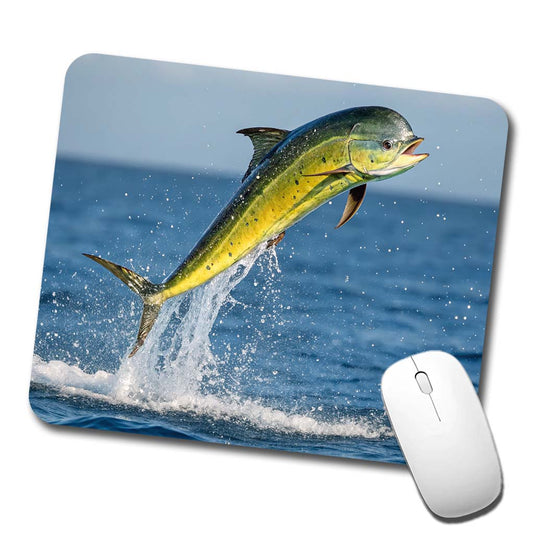Mahi Mahi Fish Jumping Fishing Low Profile Mouse Pad Mat