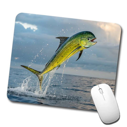 Mahi Mahi Fish Jumping Ocean Fishing Low Profile Mouse Pad Mat