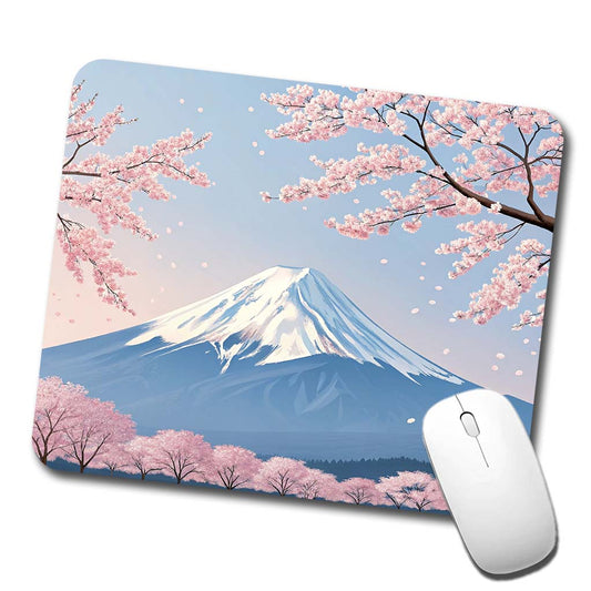 Mount Fuji Japan Cherry Blossom Trees Low Profile Mouse Pad Mat