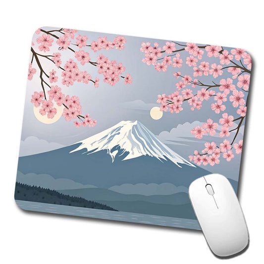 Mount Fuji Japan Drawing Cherry Blossoms Beautiful Low Profile Mouse Pad Mat