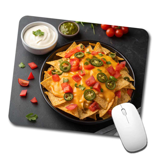 Nachos Chips Salsa Cheese Mexican Low Profile Mouse Pad Mat