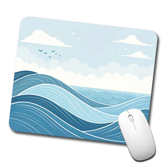Ocean Waves Sketch Low Profile Mouse Pad Mat