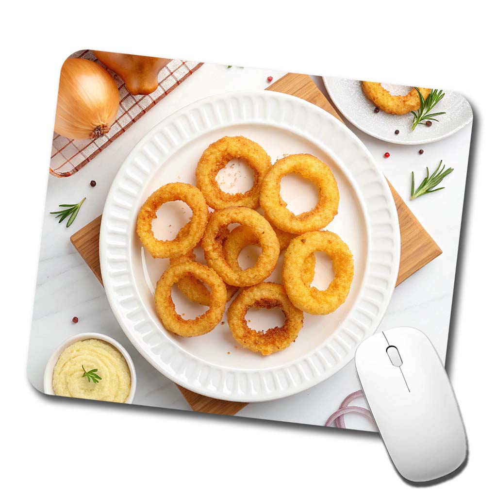 Onion Rings Plate Snack Low Profile Mouse Pad Mat