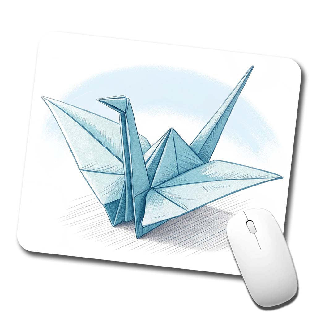 Origami Illustration Paper Crane Low Profile Mouse Pad Mat