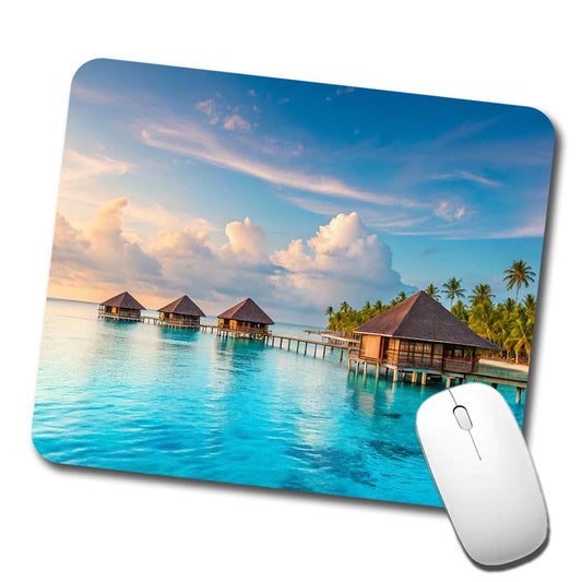 Over Water Bungalows Tropical Paradise Low Profile Mouse Pad Mat