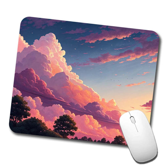 Painterly Sky Anime Clouds Low Profile Mouse Pad Mat