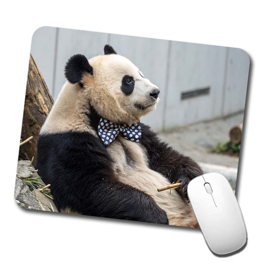 Panda Wearing Bow Tie Low Profile Mouse Pad Mat
