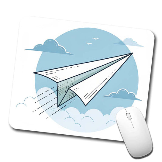 Paper Airplane Illustration Flying Sky Low Profile Mouse Pad Mat