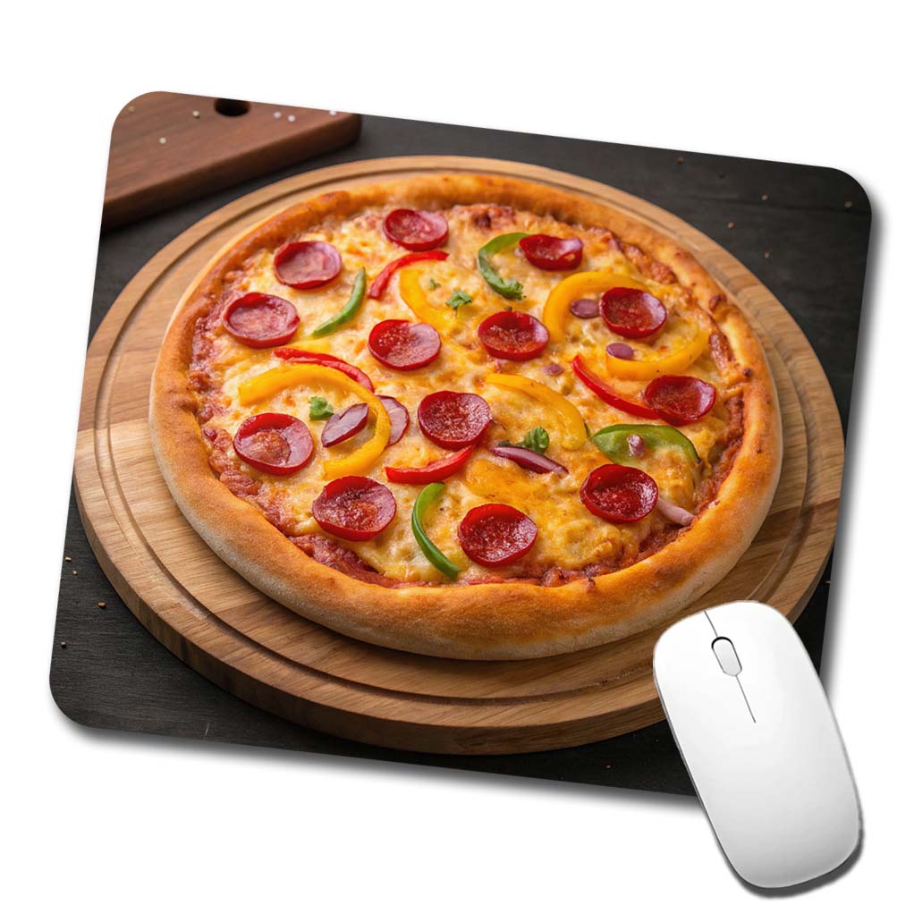 Pepperoni Pepper Pizza Low Profile Mouse Pad Mat