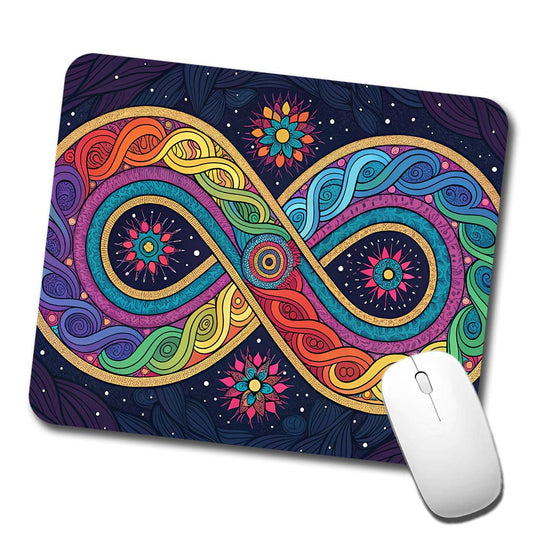 Psychedelic Patterns And Infinite Loops Colorful Low Profile Mouse Pad Mat