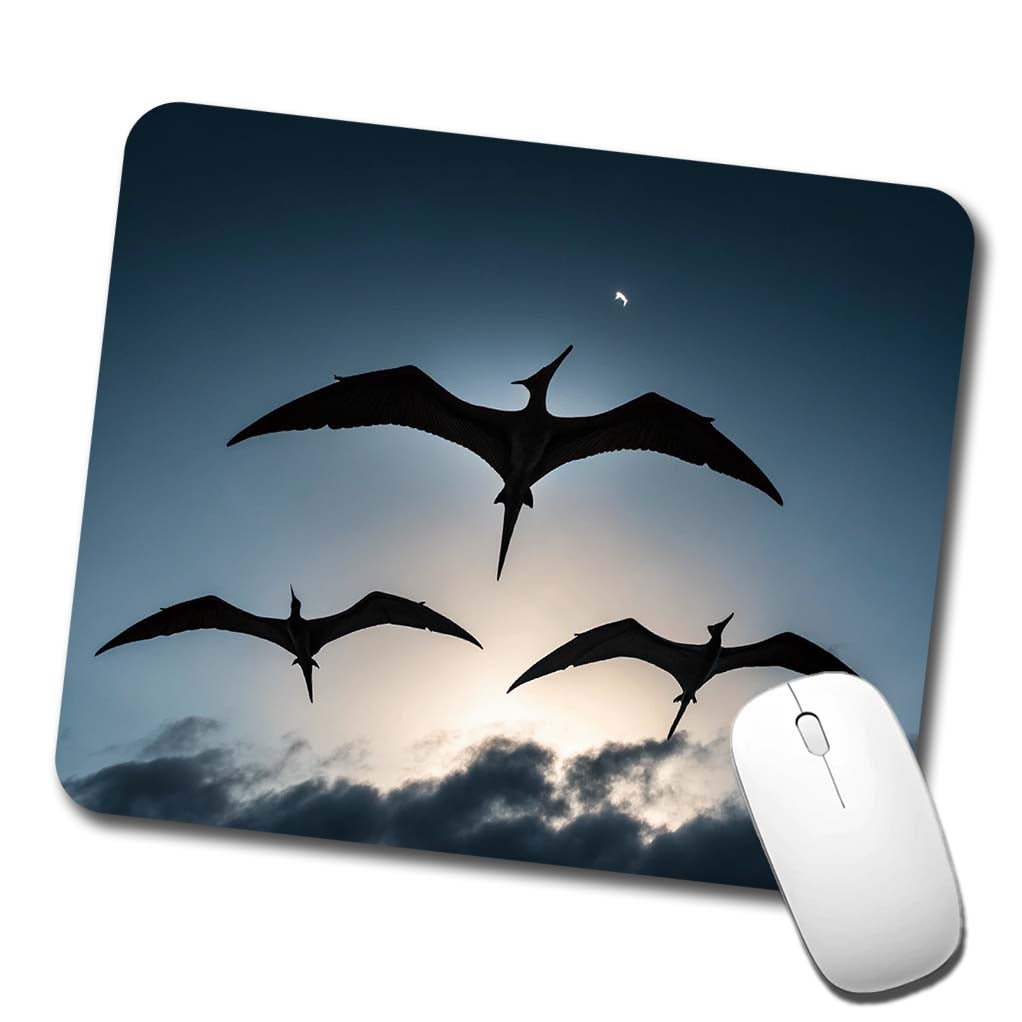 Pterodactylus Silhouettes Flying Dinosaurs Low Profile Mouse Pad Mat