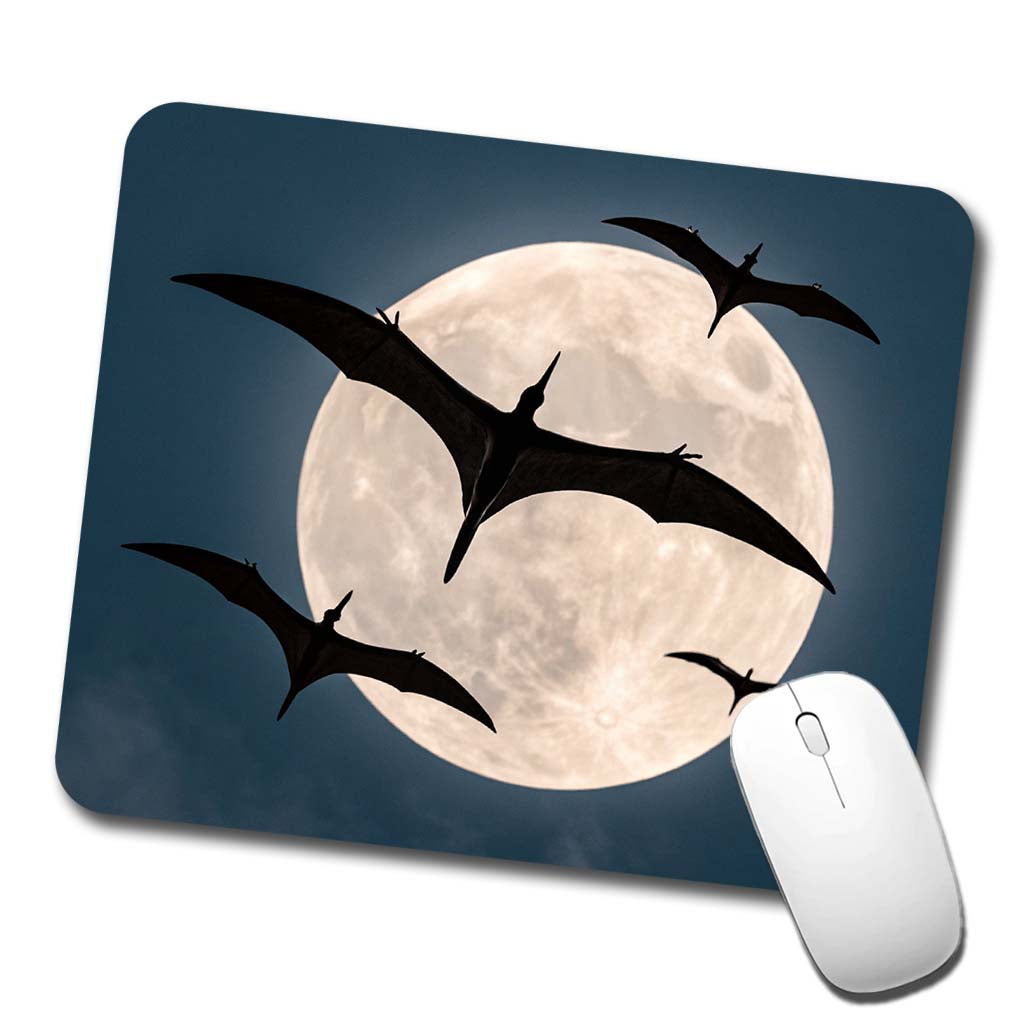 Pterodactylus Silhouettes Night Dinosaurs Low Profile Mouse Pad Mat
