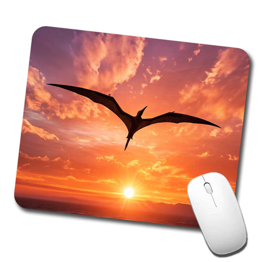 Pterodactylus Sunset Flying Dinosaur Low Profile Mouse Pad Mat