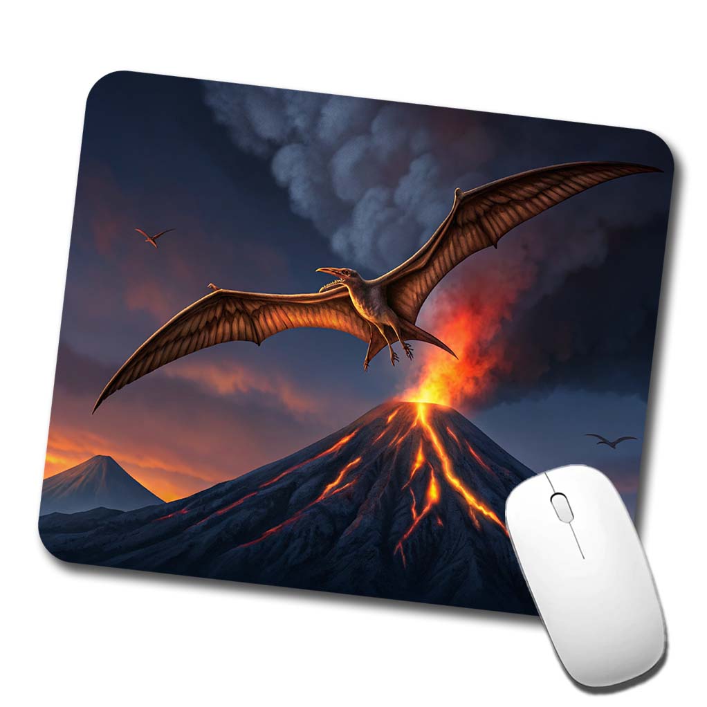 Pterodactylus Volcano Erupting Dinosaur Low Profile Mouse Pad Mat